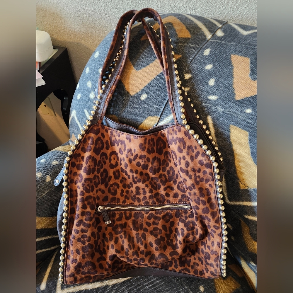 Sale🥰 Big Buddha Steve Madden Grayson Graysen Leopard Cheetah Suede Hobo Bag - Picture 2 of 5